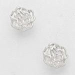 Silver Tone Smell the Roses Stud Earrings.JPG